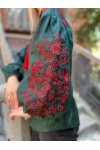 Green embroidered shirt Colorful garden